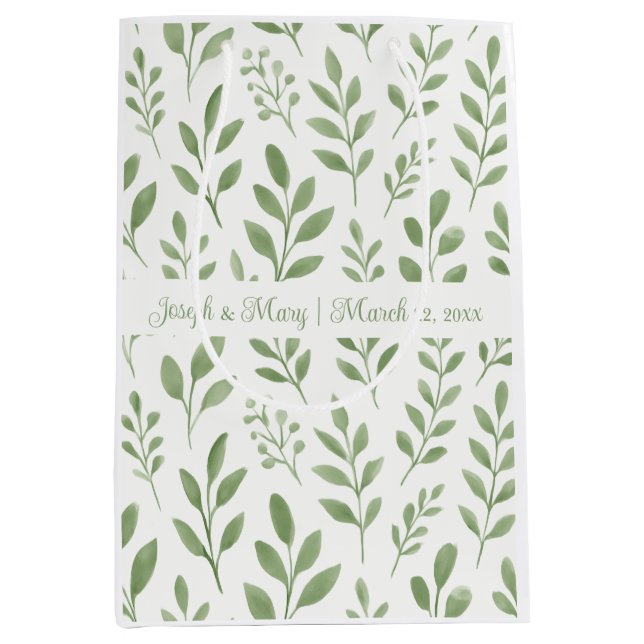 Garden Wedding Rustic Golf Course Botanical Custom Medium Gift Bag (Front)