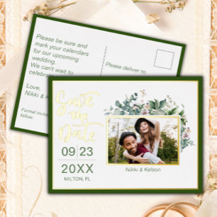 Garden Wedding Save the Date Foil Post Card