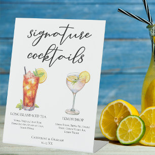 Garden Wedding Signature Cocktails Menu Pedestal Sign