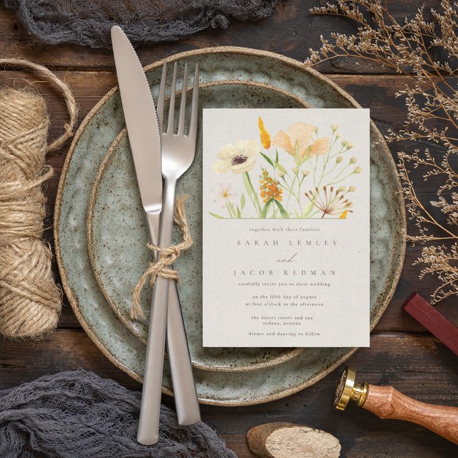 Garden Wedding Simple Wildflowers Botanical  Invitation (Creator Uploaded)
