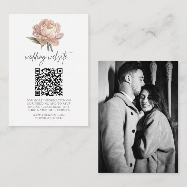 Garden Wedding Website | RSVP QR Code Photo Enclosure Card (Front/Back)