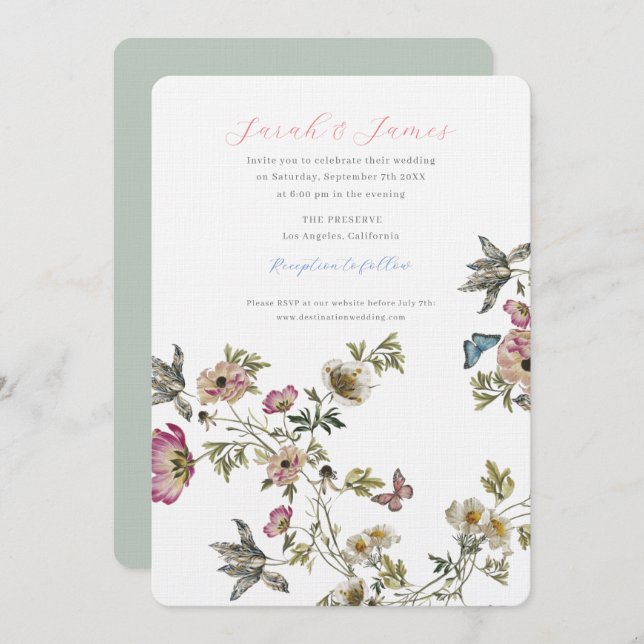 Garden Wedding Wildflowers Invitation (Front/Back)