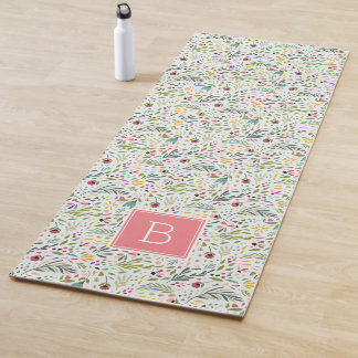 Garden Whimsy Floral Monogram Yoga Mat