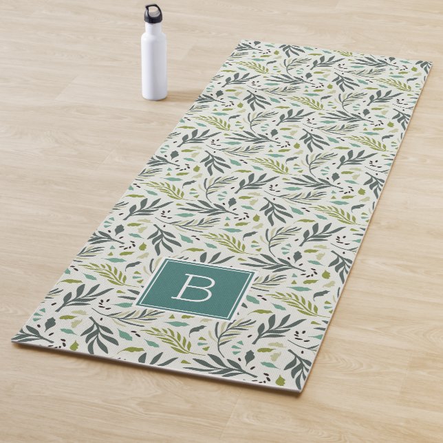 Garden Whimsy Greenery Monogram Yoga Mat (In Situ)