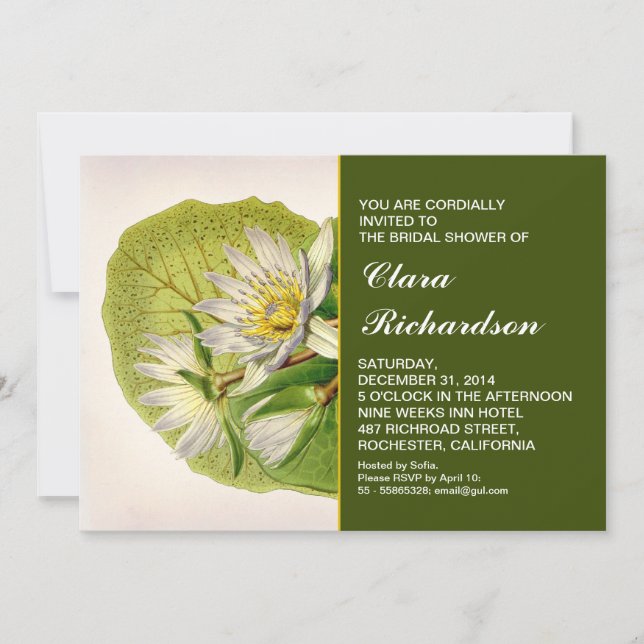 garden white lily bridal shower invitation (Front)