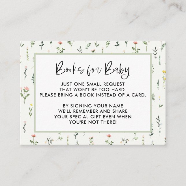 Garden Wildflower Baby Shower Book Request Cards (Front)