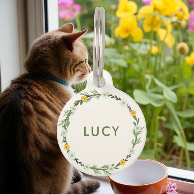 Garden Wildflower Floral Custom Name  Pet Tag (Creator Uploaded)