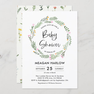 Garden Wildflower Girl Baby Shower Invitation