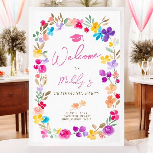 Garden wildflowers meadow welcome graduation poster (Garden wildflowers meadow welcome graduation poster)