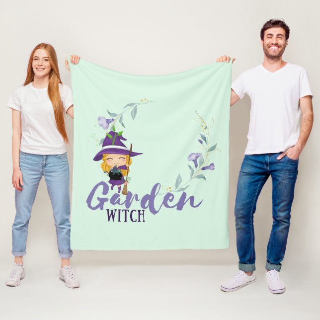 GARDEN WITCH - Personalise with text, spell, sigil Fleece Blanket (In Situ)