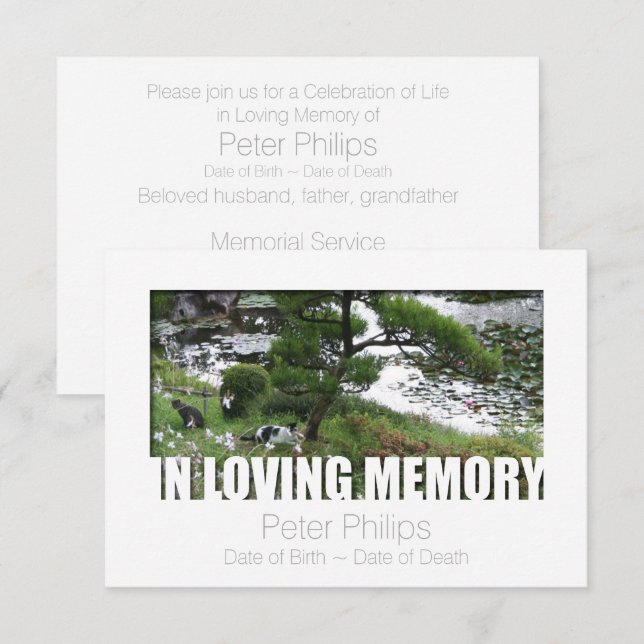 Garden with Cats In Loving Memory 8 Template (Front/Back)