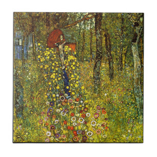 Garden with crucifix by Gustav Klimt Ceramic Tile