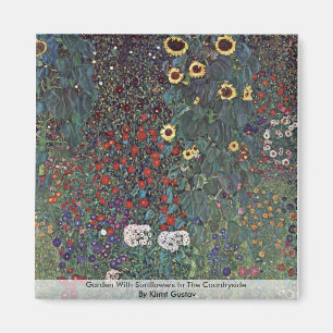 Garden With Sunflowers In The Countryside Magnet