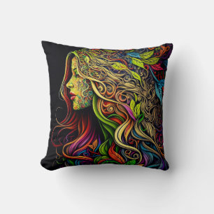 Garden Woman Throw Pillow 16" x 16" 