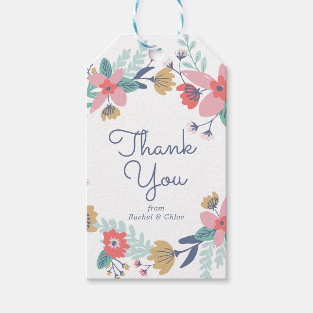 Garden Wreath Thank You Gift Tags (Front)