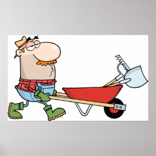 Gardener And A Wheelbarrow Poster