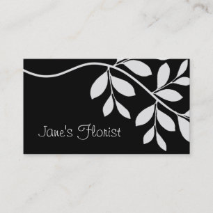 Gardener Business Card Leaf Branch Black & White