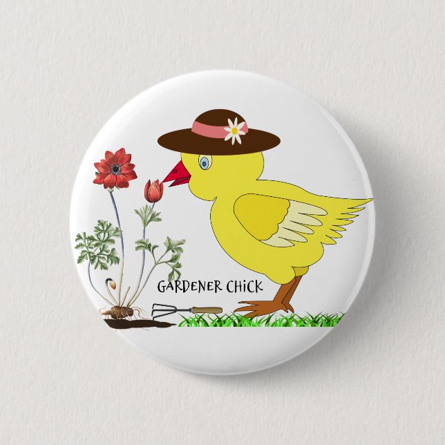 Gardener Chick 6 Cm Round Badge (Front)