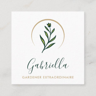 Gardener Custom Floral Logo QR Code Square Business Card
