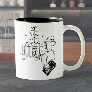 Gardener Fertilises his Crops. Funny Two-Tone Coffee Mug