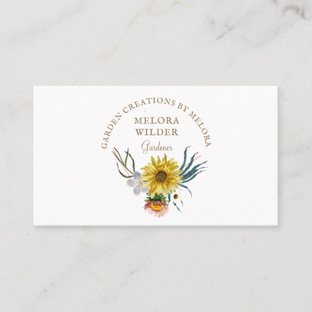 Gardener Floral Logo Business Card (Front)