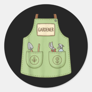 Gardener Funny Cute Gardening Horticulture Apron Classic Round Sticker