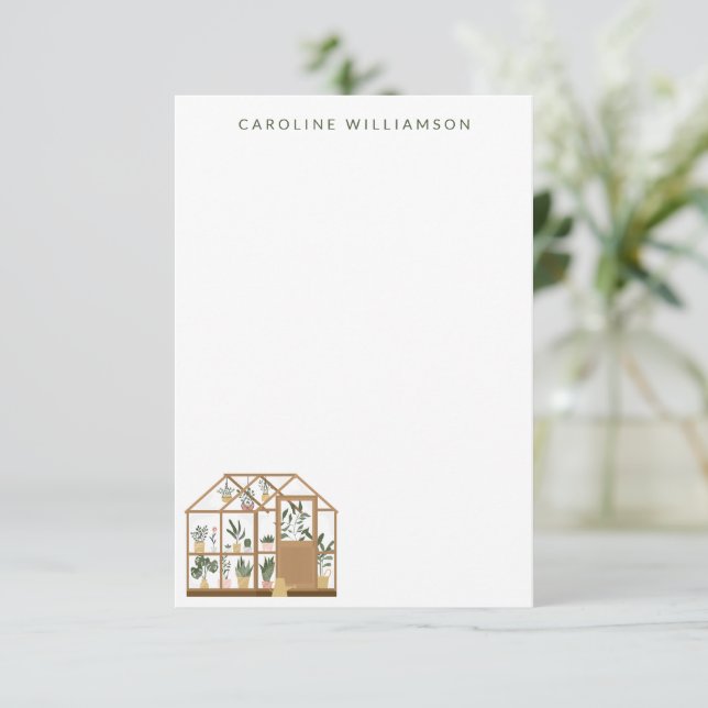 Gardener Greenhouse Illustration Personalised Name Card (Standing Front)