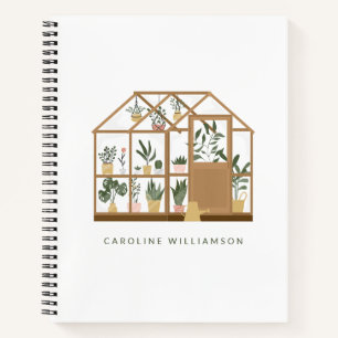 Gardener Greenhouse Illustration Personalised Name Notebook