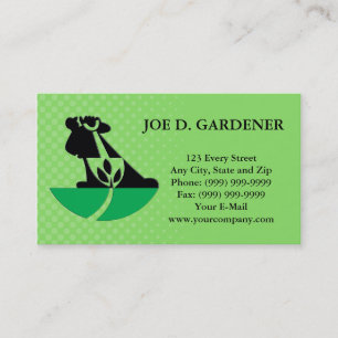 Gardener Landscaper With Shovel Digging Plant Business Card
