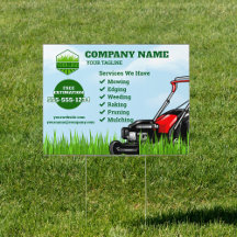 Gardener Lawn Care and Maintenance Yard Sign