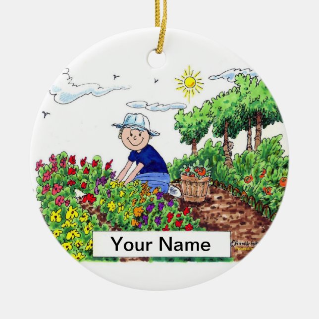 Gardener - Male Ceramic Ornament (Front)