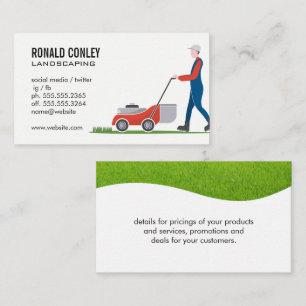 Gardener Mowing Lawn   Cut Grass Business Card