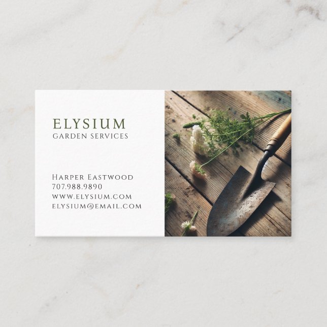 Gardener Photo Template Business Card (Front)