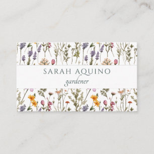 Gardener Pink Purple Wildflower Pattern Business Card