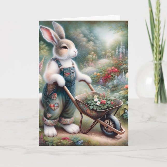 Gardener Rabbit Birthday Card (Front)