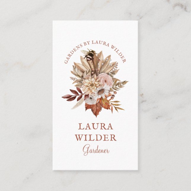 Gardener Rustic Floral Business Card (Front)