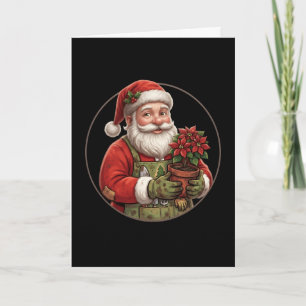 Gardener Santa Poinsettia Christmas Ornament Card