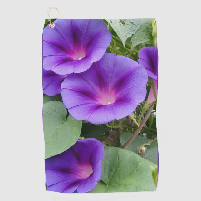 Gardener's Delight Morning Glory Golf Towel (Front)