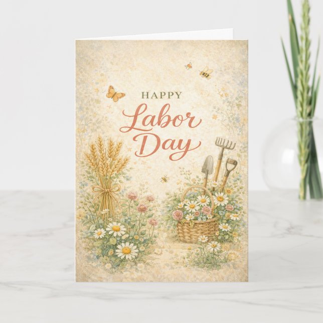 Gardeners Floral Tools Happy Labour Day Card (Front)