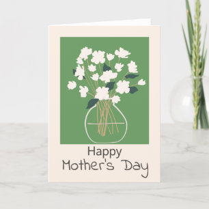 Gardenia Blooms modern bouquet Happy Mothers Day H Holiday Card
