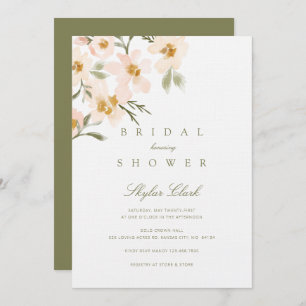 Gardenia Blush Watercolor Abstract Floral Invitation