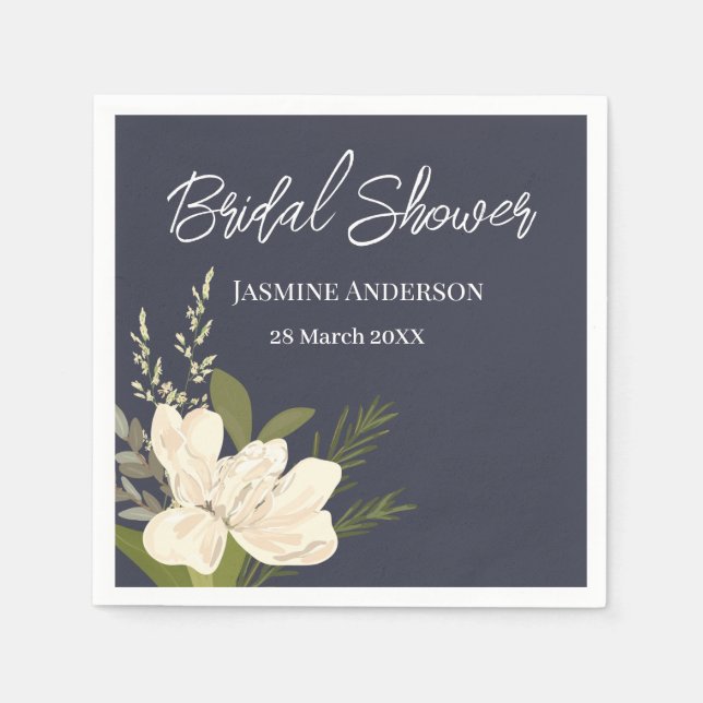 Gardenia Floral Bouquet Garden Bridal Shower Napkin (Front)