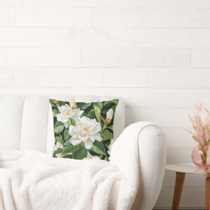 Gardenia Flowers Throw Pillow – Floral Decor