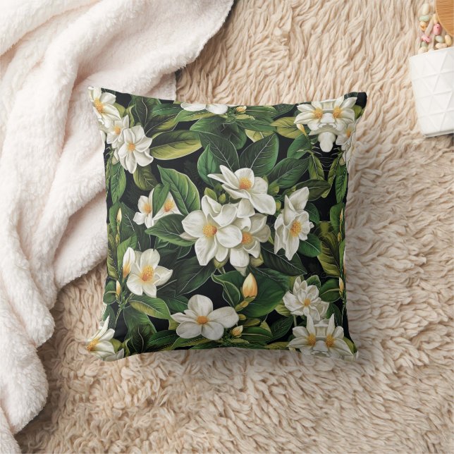 Gardenia Flowers Throw Pillow – Floral Decor (Blanket)