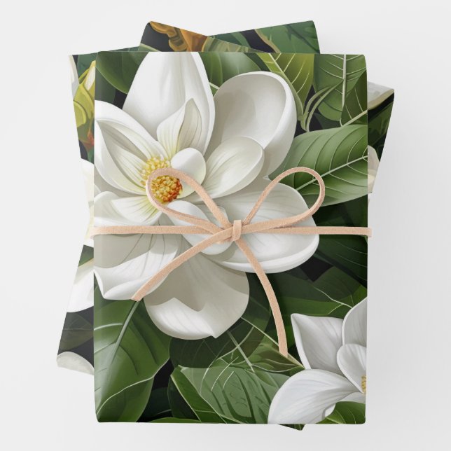 Gardenia Flowers Wrapping Paper (In situ)