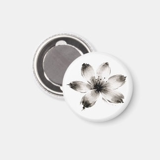 Gardenia Inspired Ink Flower Botanical Art on Magnet