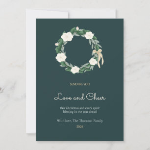 Gardenia Olive Wreath Family Christmas Card