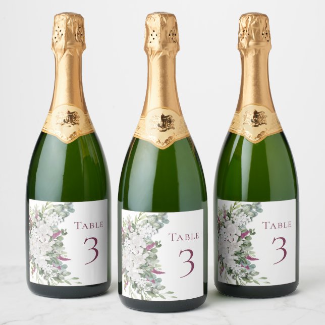Gardenia / Snapdragon Purple Sparkling Wine Labels (Bottles)