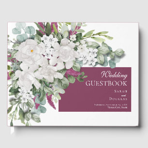 Gardenia / Snapdragon Purple Wedding  Guest Book