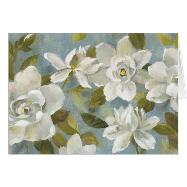 Gardenias on Slate Blue (Front Horizontal)